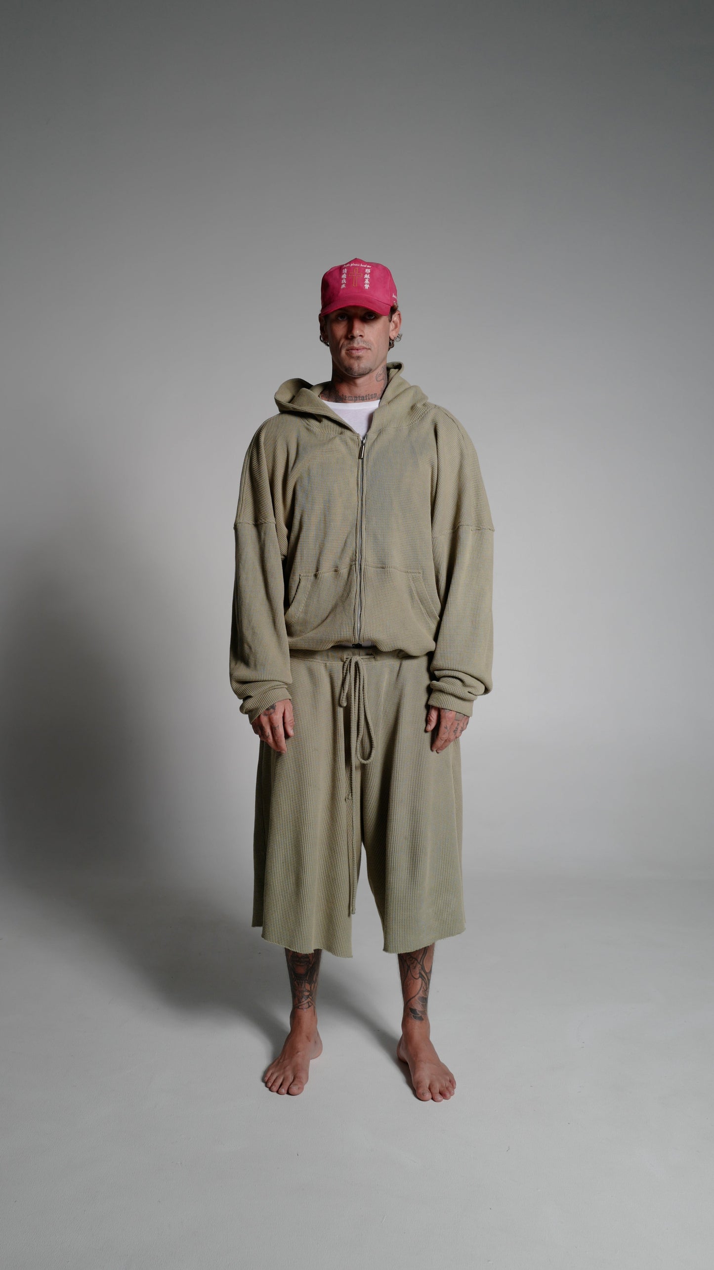 SAGE SMOKE - WAFFLE ZIP HOODIE