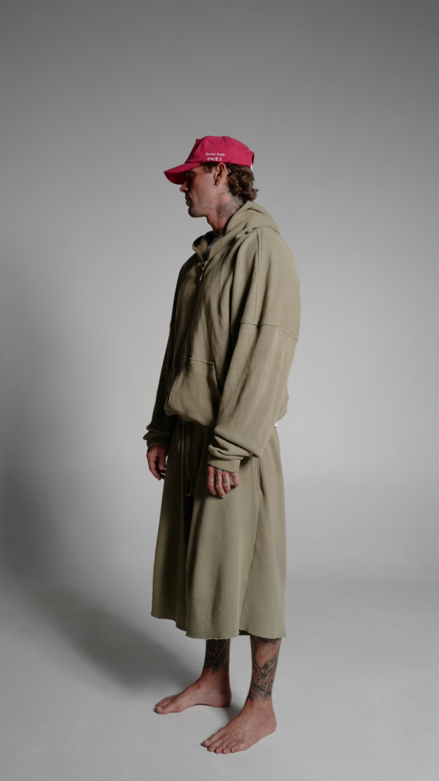 SAGE SMOKE - WAFFLE ZIP HOODIE