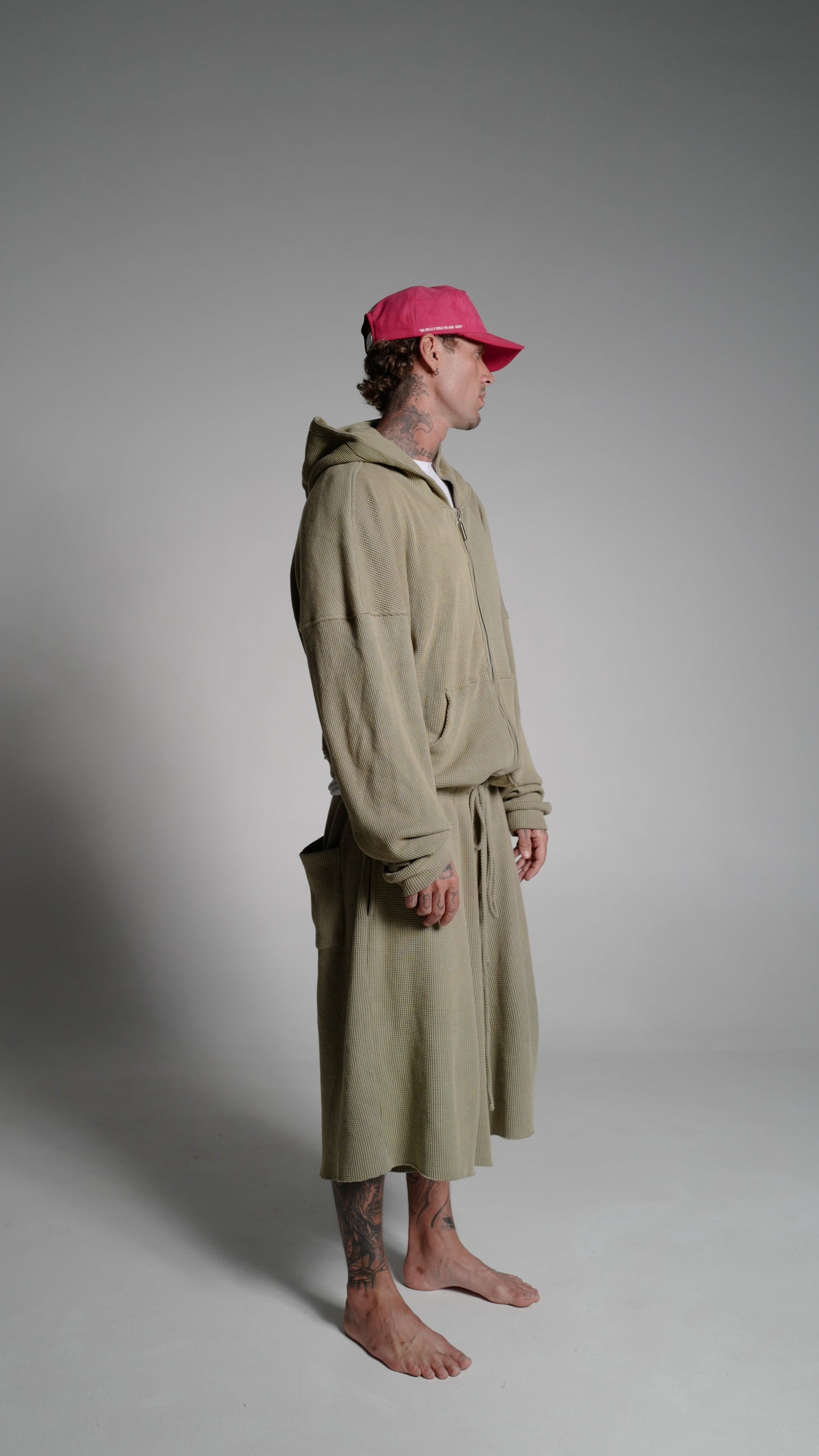 SAGE SMOKE - WAFFLE ZIP HOODIE