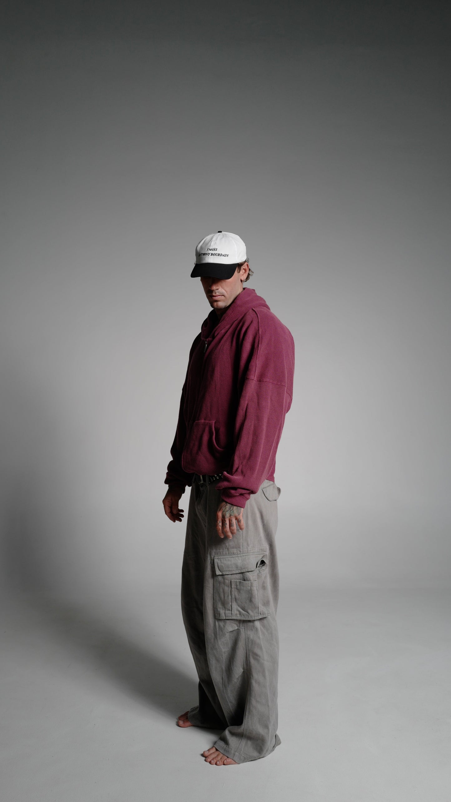 WINE - WAFFLE ZIP HOODIE