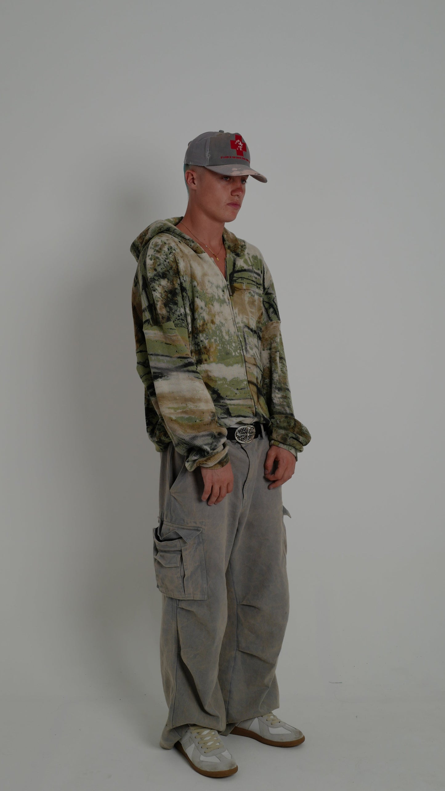 CAMO WAFFLE ZIP HOODIE