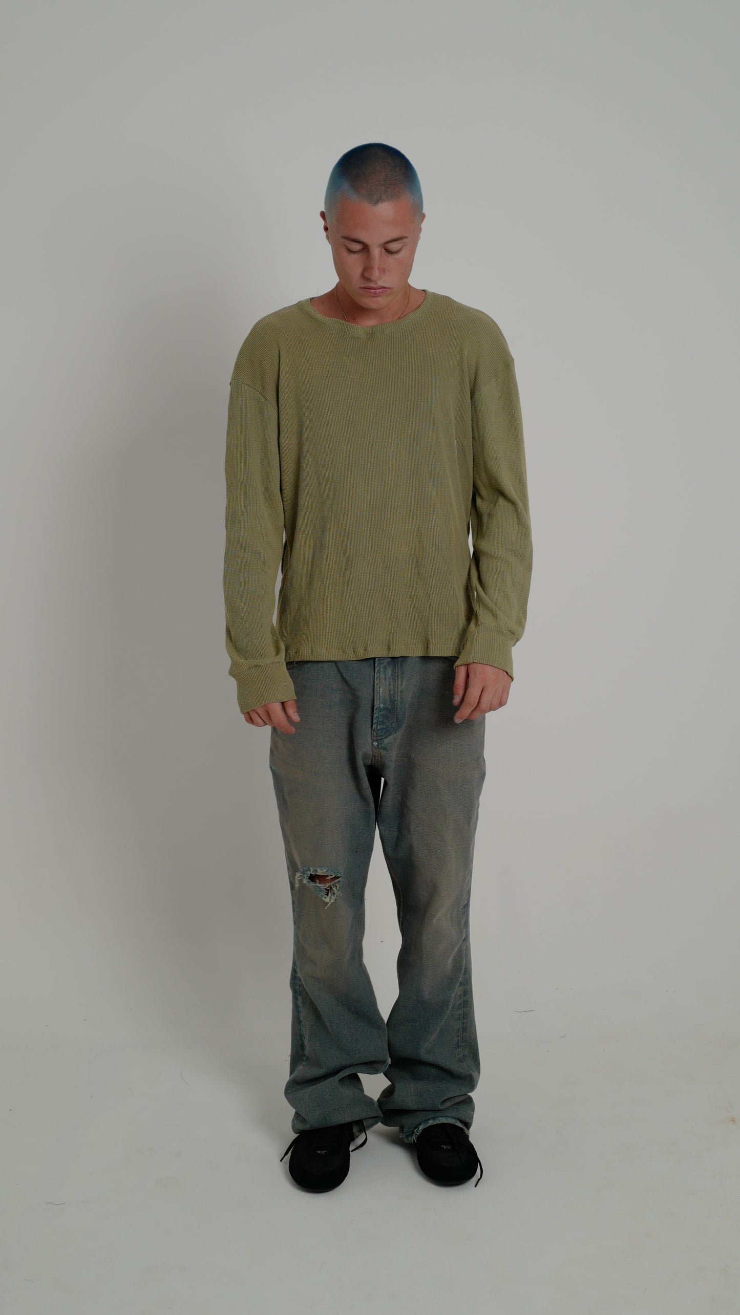 OLIVE WAFFLE LONG SLEEVE