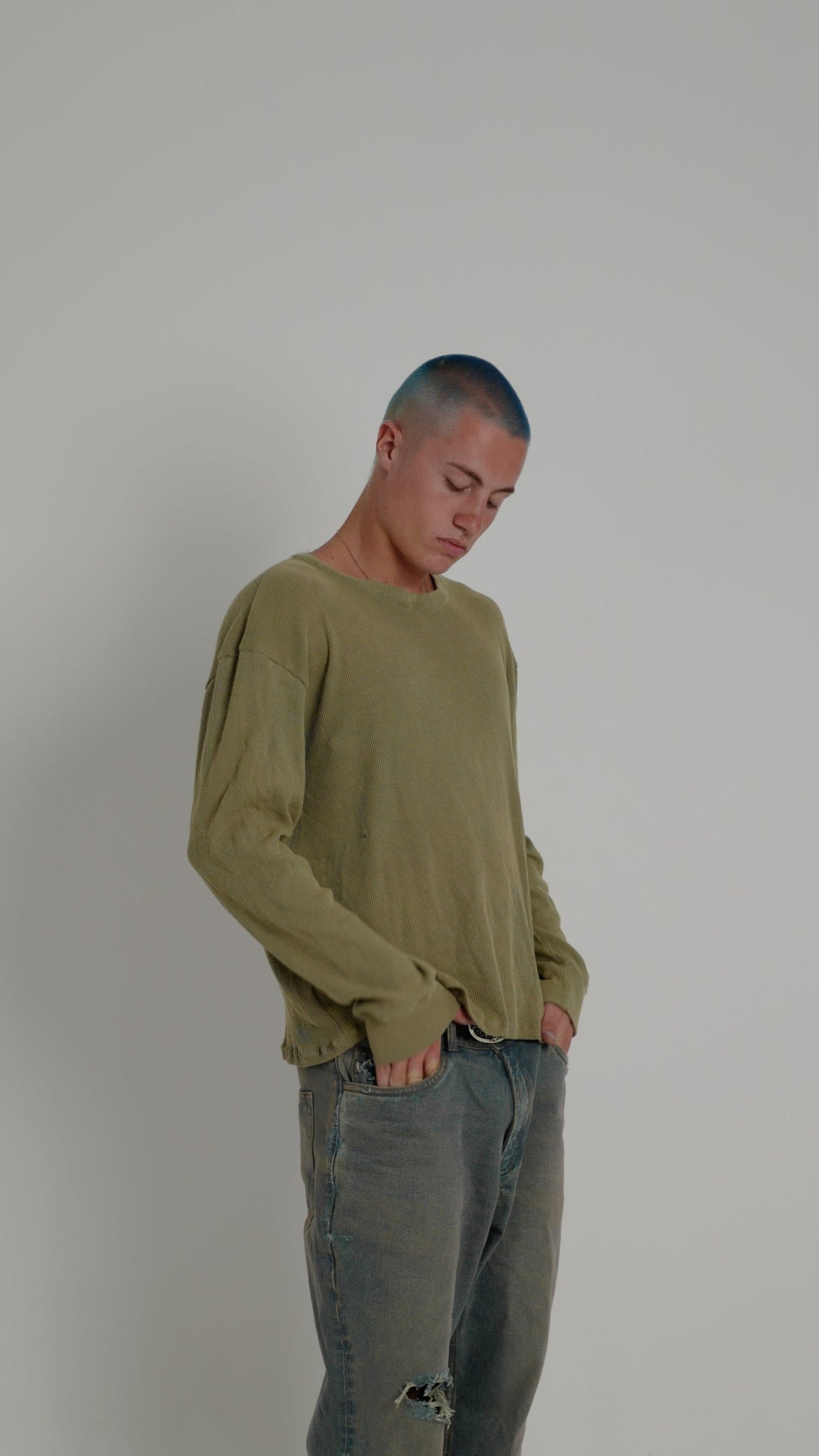 OLIVE WAFFLE LONG SLEEVE
