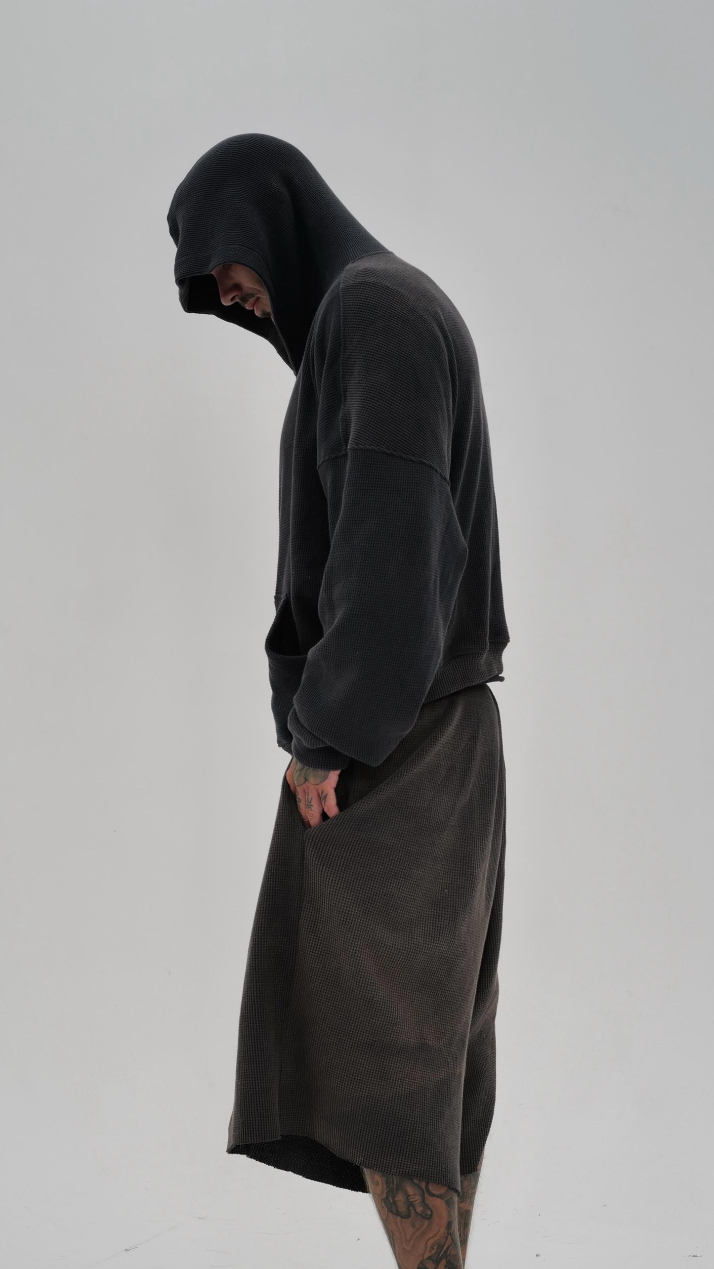 Sun faded heavy weight waffle hoodie