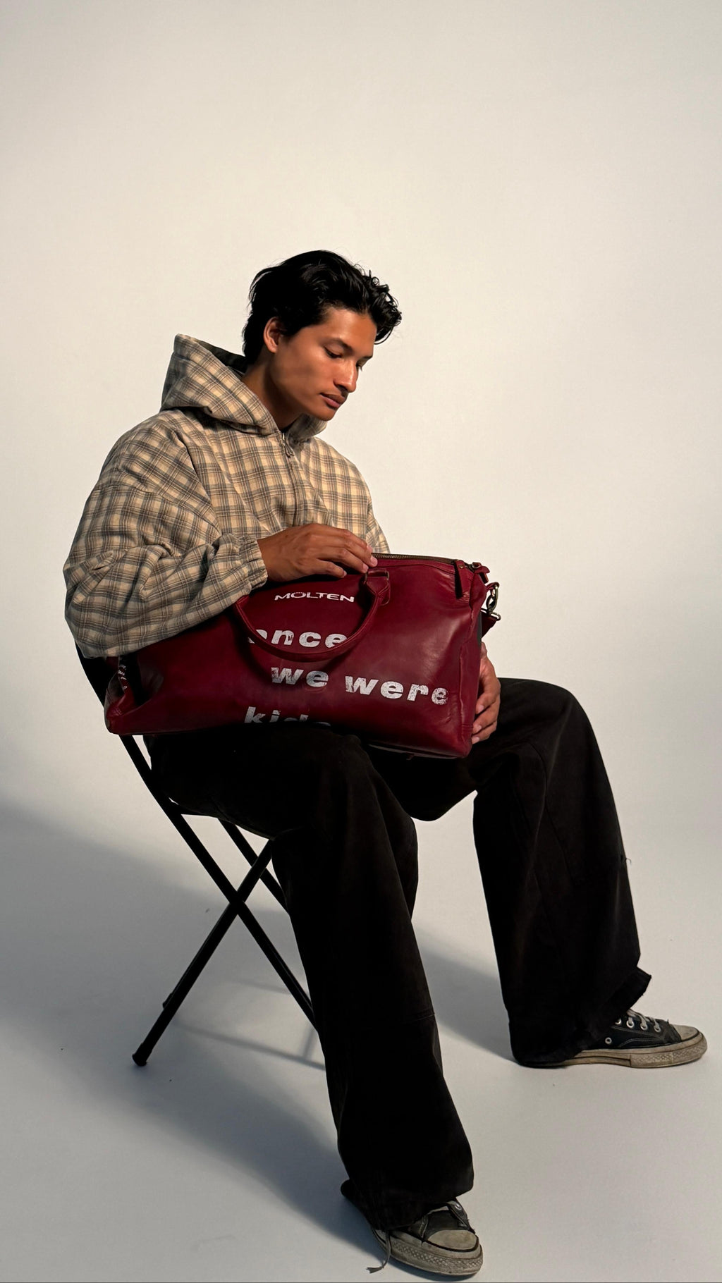 Molten Red Leather Duffle