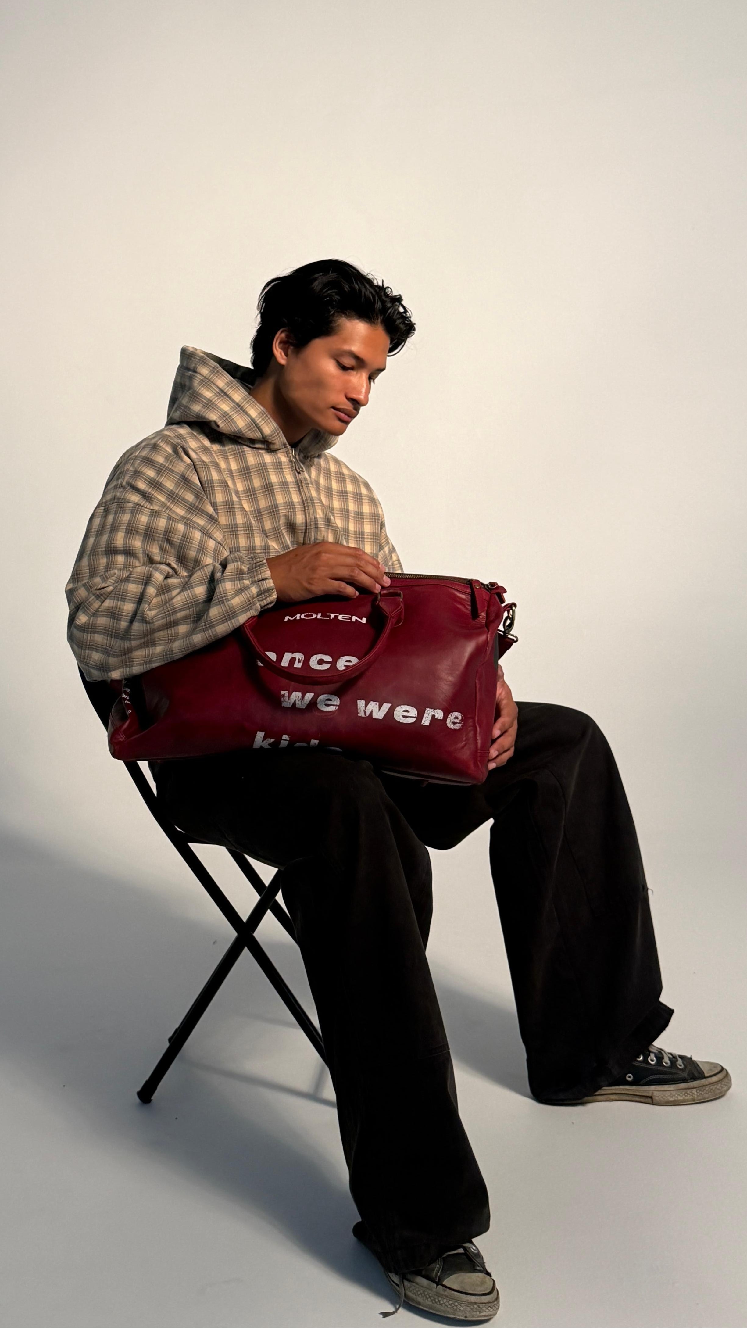 Molten Red Leather Duffle
