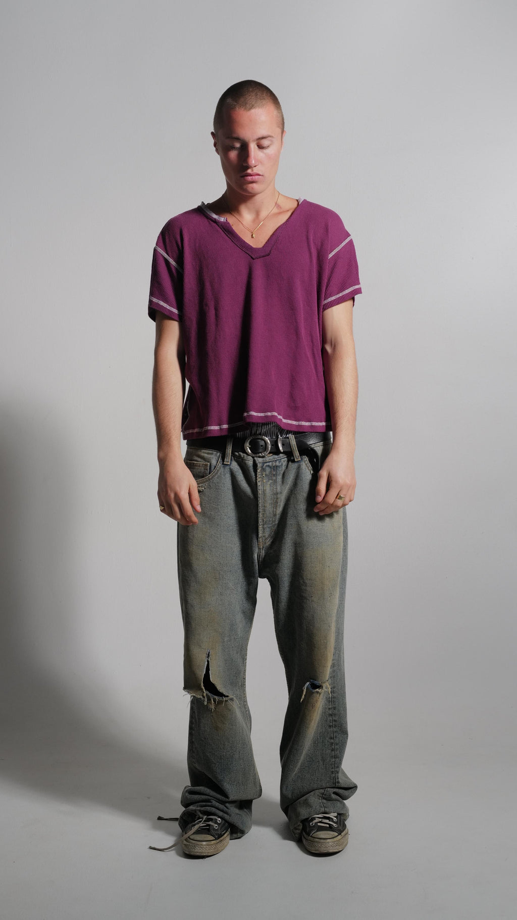 Wine Waffle V Neck
