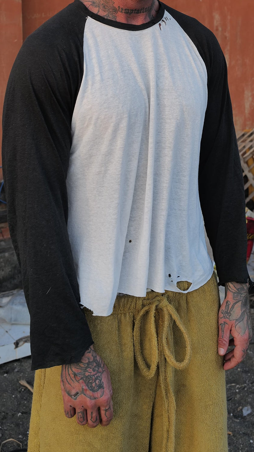 Premium Black Linen Raglan