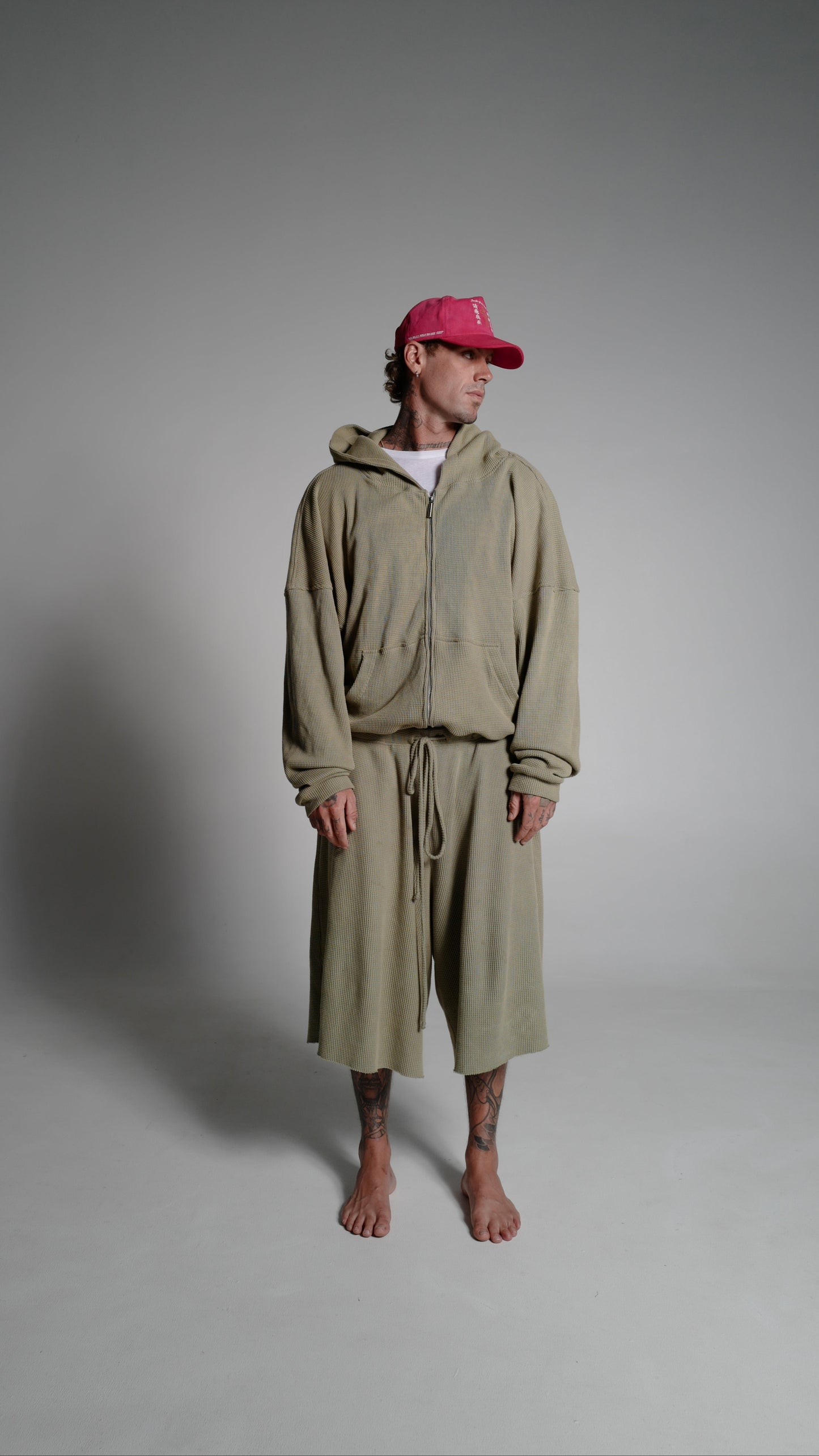 SAGE SMOKE - WAFFLE ZIP HOODIE