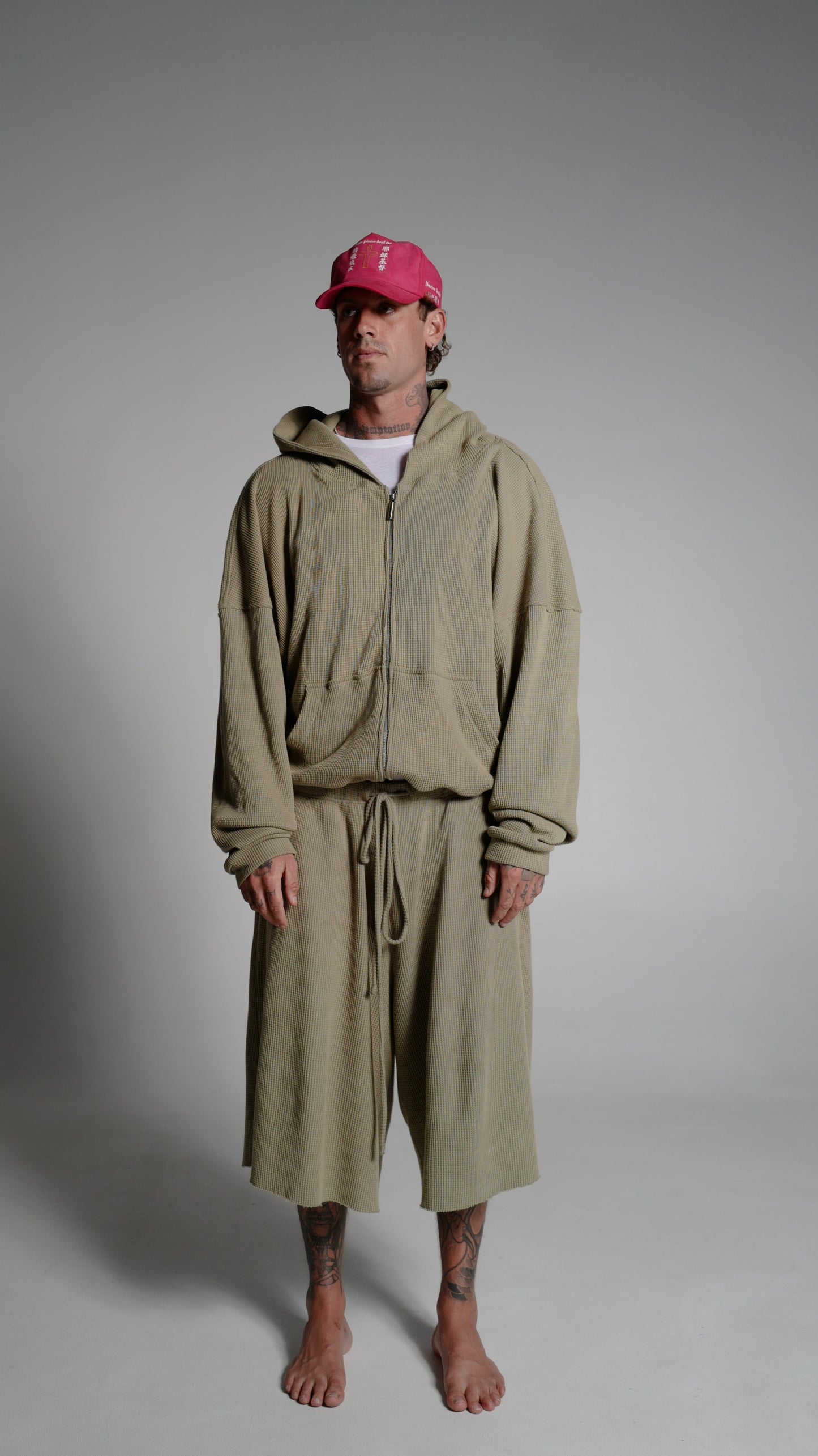 SAGE SMOKE - WAFFLE ZIP HOODIE