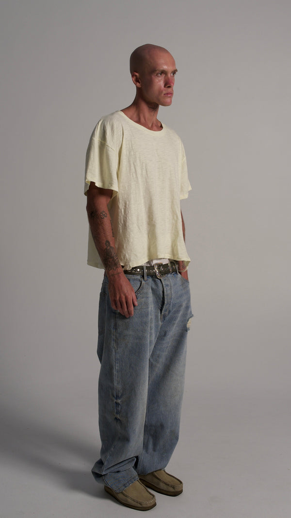 Distressed Almond Cotton Tee