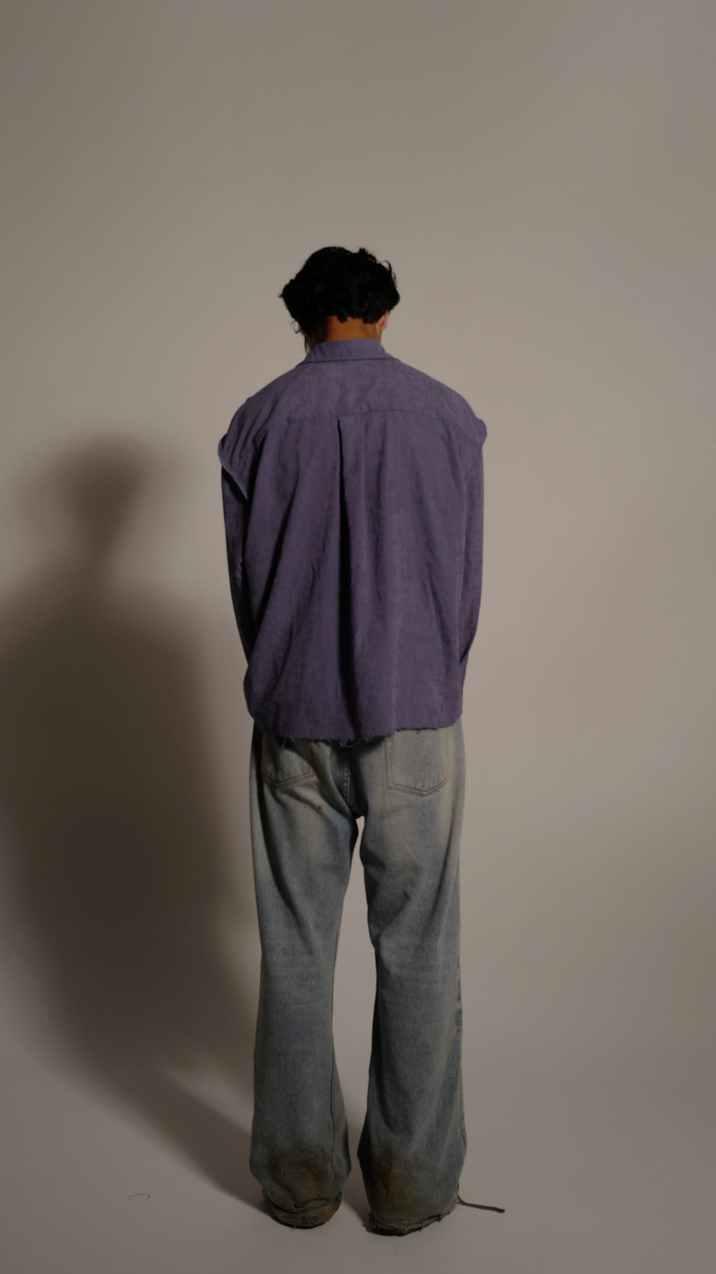Dusty Lilac Silk Suede Button Up