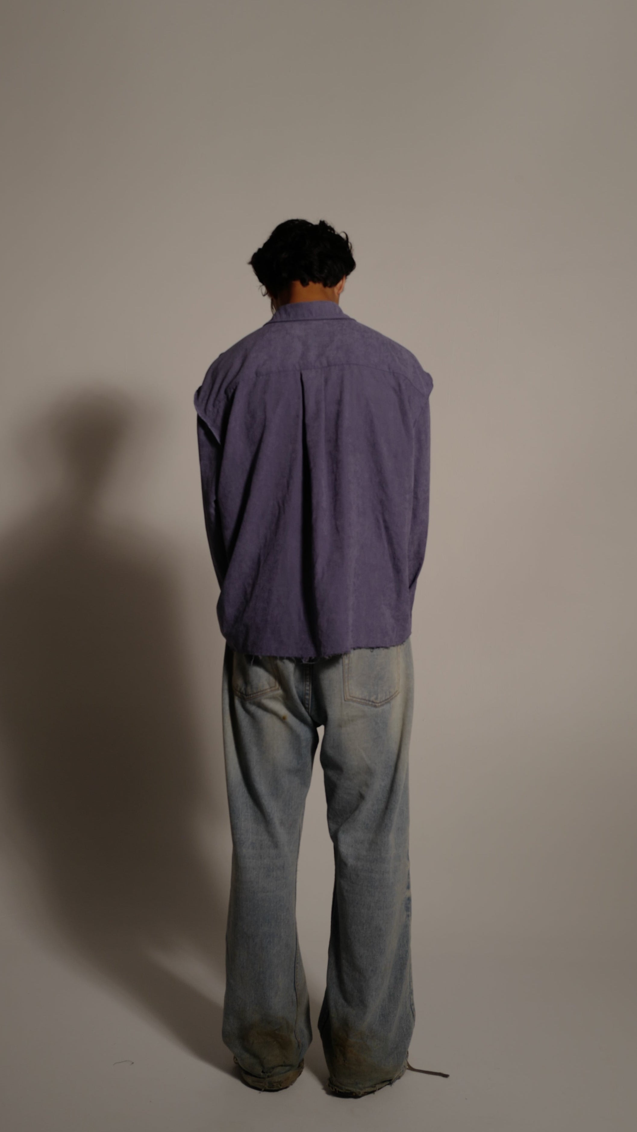 Dusty Lilac Silk Suede Button Up