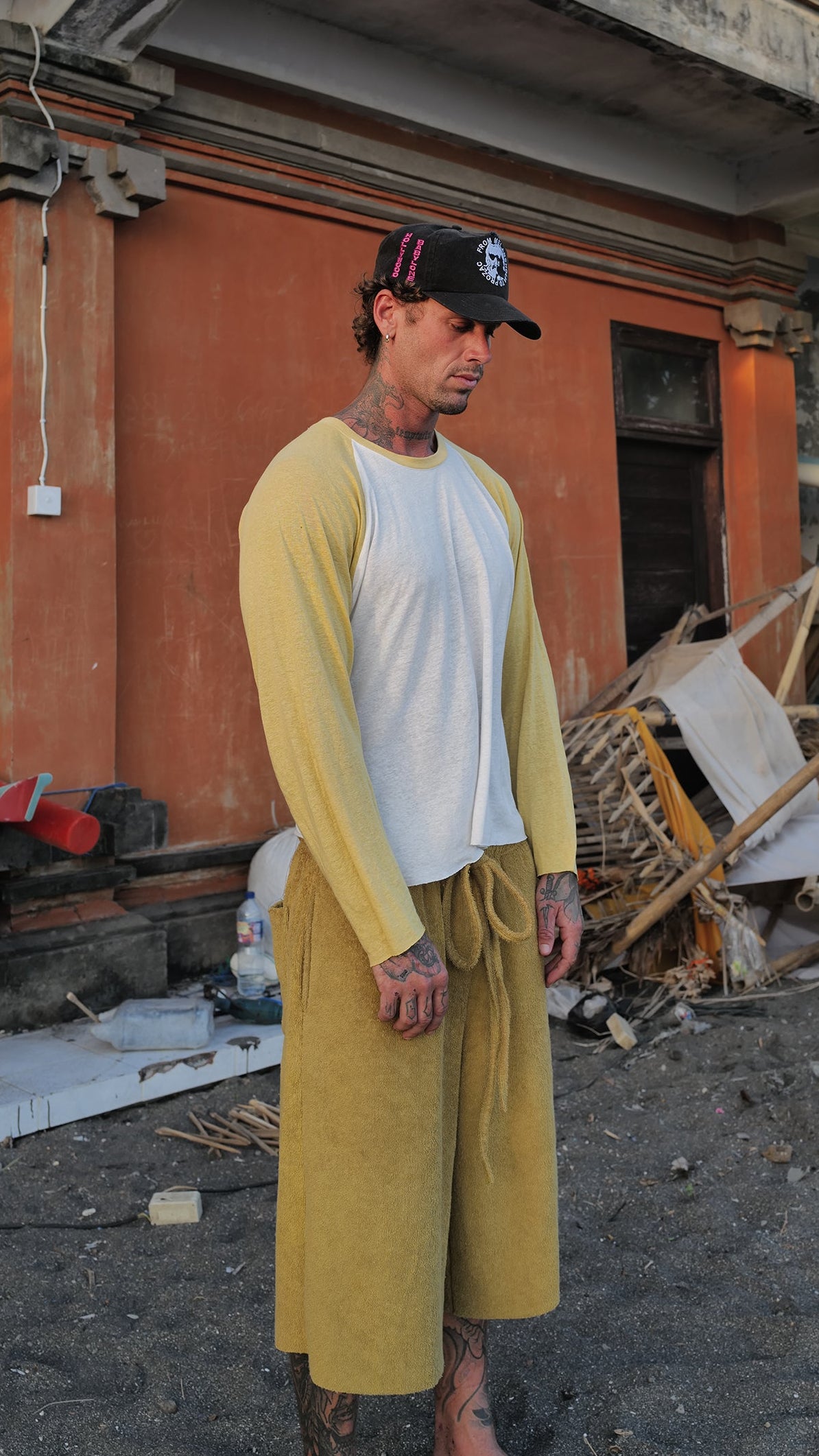Premium Yellow Linen Raglan